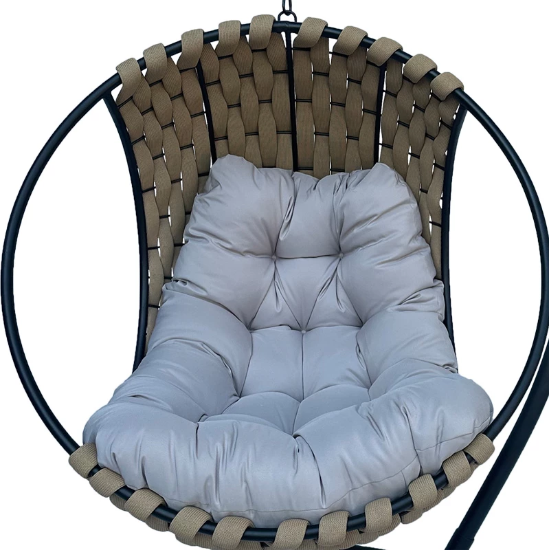 Folja swing nest me bazë metalike të zezë - pvc ngjyrë bezhë-gri 100x105x195cm