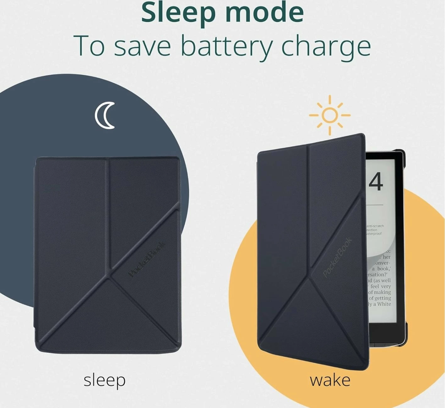 Mbështjellës PocketBook Origami për InkPad 4 / InkPad Color 3 / InkPad Color 2 7.8", zi