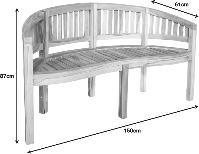 Divan treshe Coren, dru tik natyral, 150x61x87cm