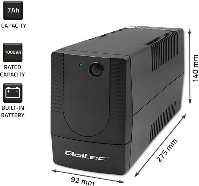 UPS Qoltec Monolith 1000VA 600W, i zi