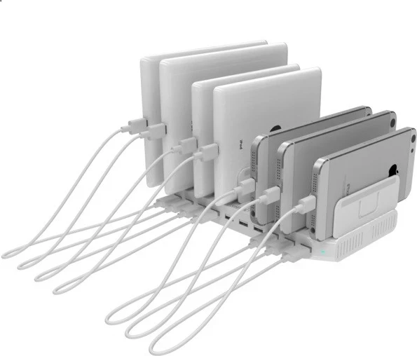 Stacion i karikimit Unitek 10x USB, i bardhë