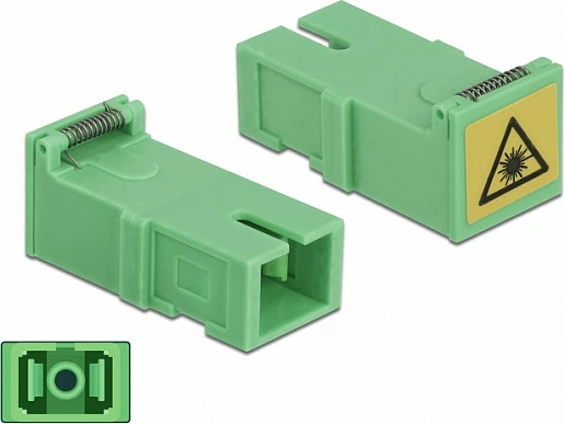 Kupler fibër optike DeLOCK SC Simplex femër-femër, me kapak mbrojtës laser, 4 copë, e gjelbër