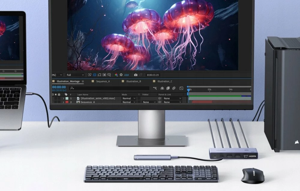 Switch KVM UGREEN CM731 2-në-1 USB-C + HDMI, 4K@60Hz, USB 3.0 5Gbps, PD 100W