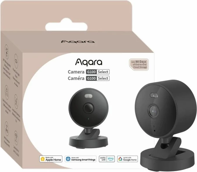 Kamerë sigurie AQARA G100 Select 2K indoor/outdoor Wi‑Fi 6, e zezë