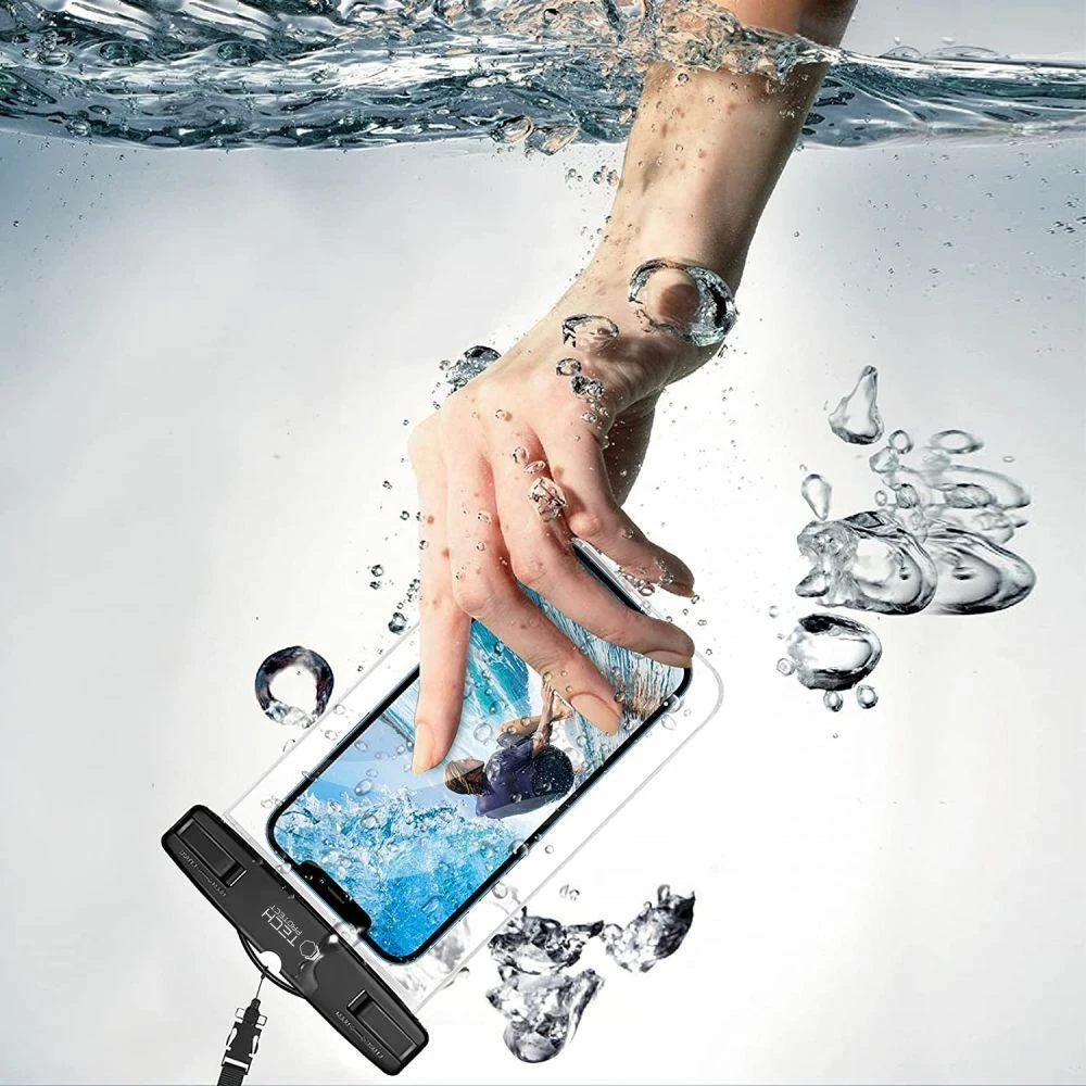 Mbështjellës universal i papërshkueshëm nga uji për celular Tech-Protect UWC7, deri 6.9", i zi
