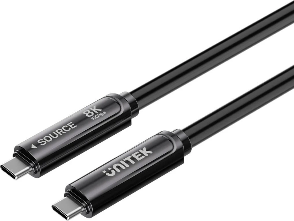 Kabllo optike USB-C Unitek, USB-C në USB-C, 7m, 10Gbps, PD 60W, 8K@30Hz, e zezë