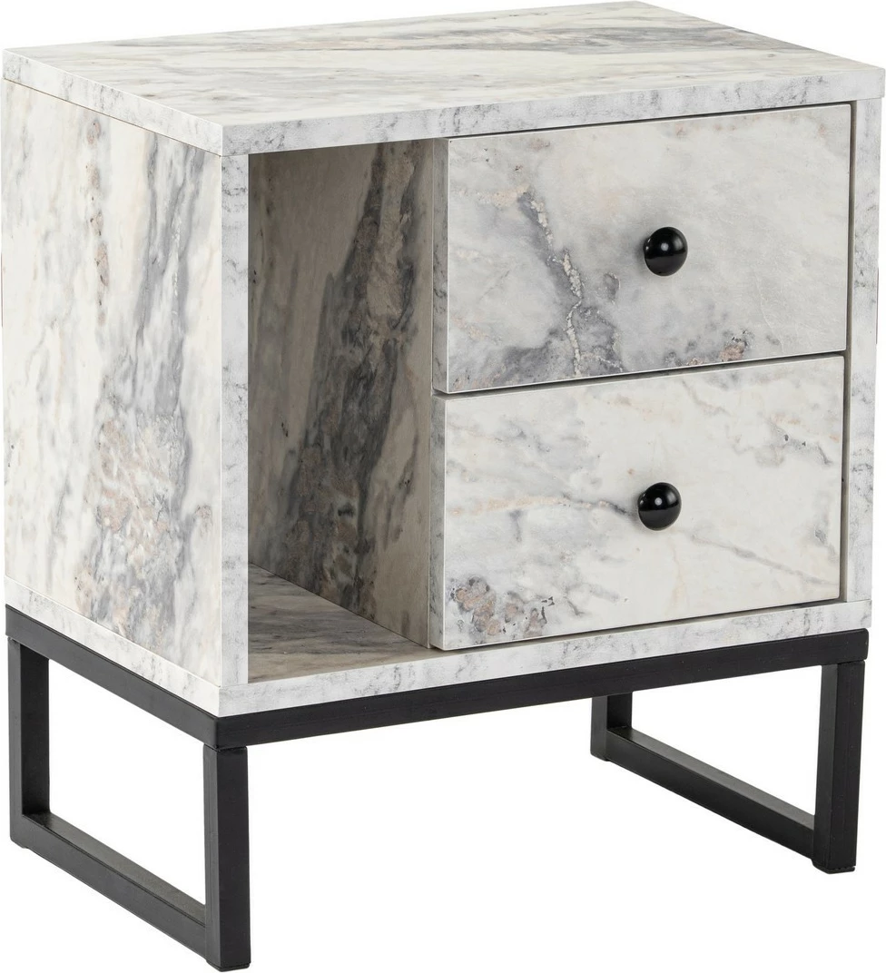 Komodinë Nordure, Freesia Marble, e zezë