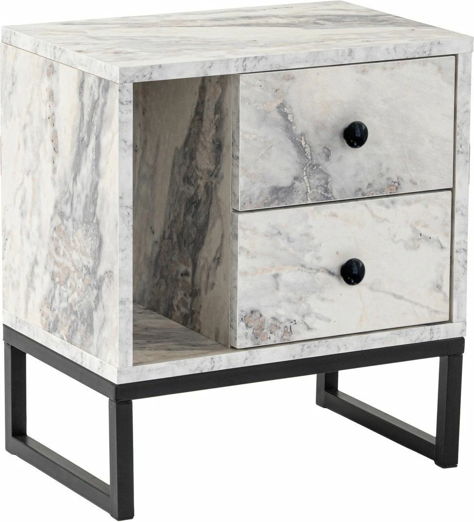 Komodinë Nordure, Freesia Marble, e zezë