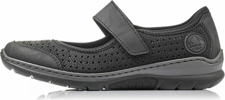 Këpucë të hapura të rehatshme Rieker për femra, të zeza