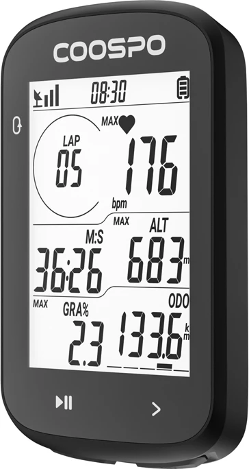 Kompjuter biçiklete Coospo CS500, 2.6" LCD, Bluetooth 5.0, ANT+, IPX7, i zi