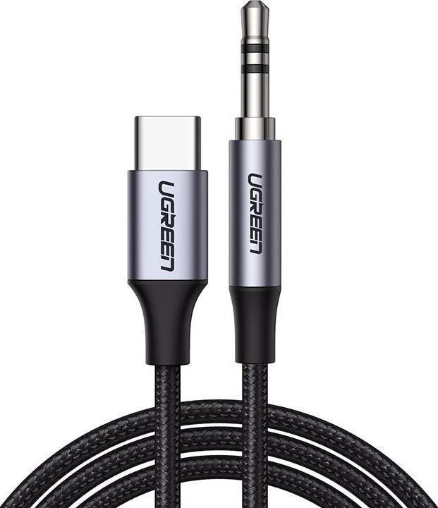 Kabllo audio USB-C në 3.5mm mini jack Ugreen CM450 (UGR1190BLK) 1m, e zezë, 1 copë