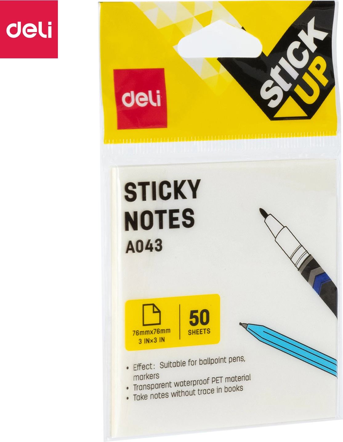DELI POSTIT 75X75 100FL TRANSPARENT A043 1/12