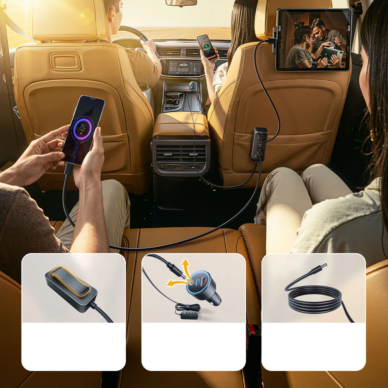Karikues veture Orico ChargeClip 108W 2x USB-A + 4x USB-C me kapëse, i zi
