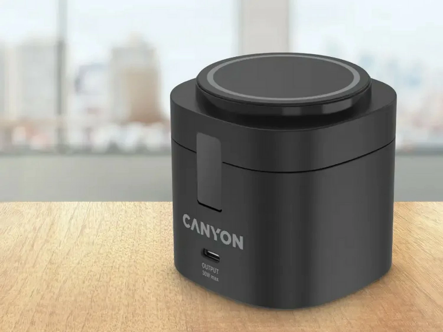 Stacion karikimi pa tela Canyon 4w1 30W, Qi2, USB-C PD 3.0, me kabllo 1m, i zi
