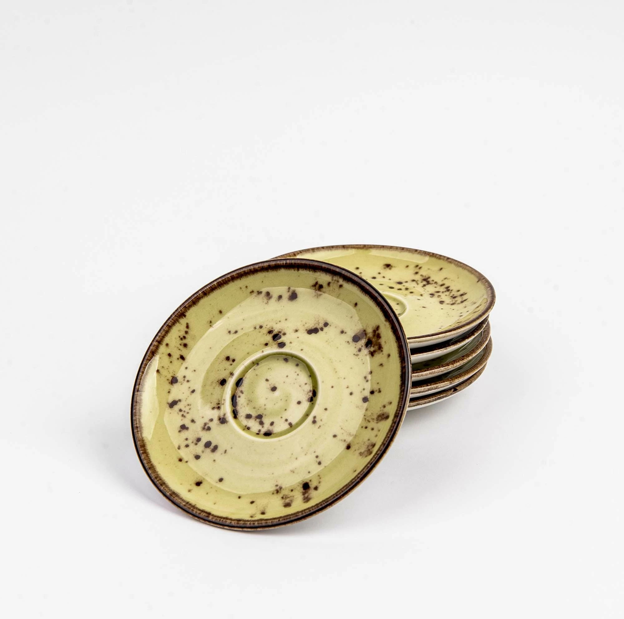 Nënfilxhan kafeje Fine Dine Olive Ø140 mm, set 6 copë, i gjelbër