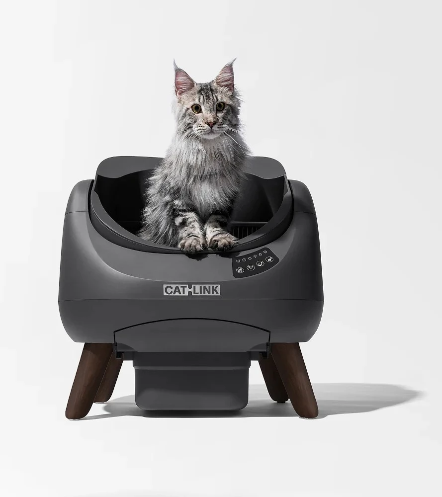 kuti rëre smart automatike për mace Catlink C08 Scooper OPEN-X, me Wi‑Fi/app, 4 L rërë + 12 L depo mbetjesh, gri