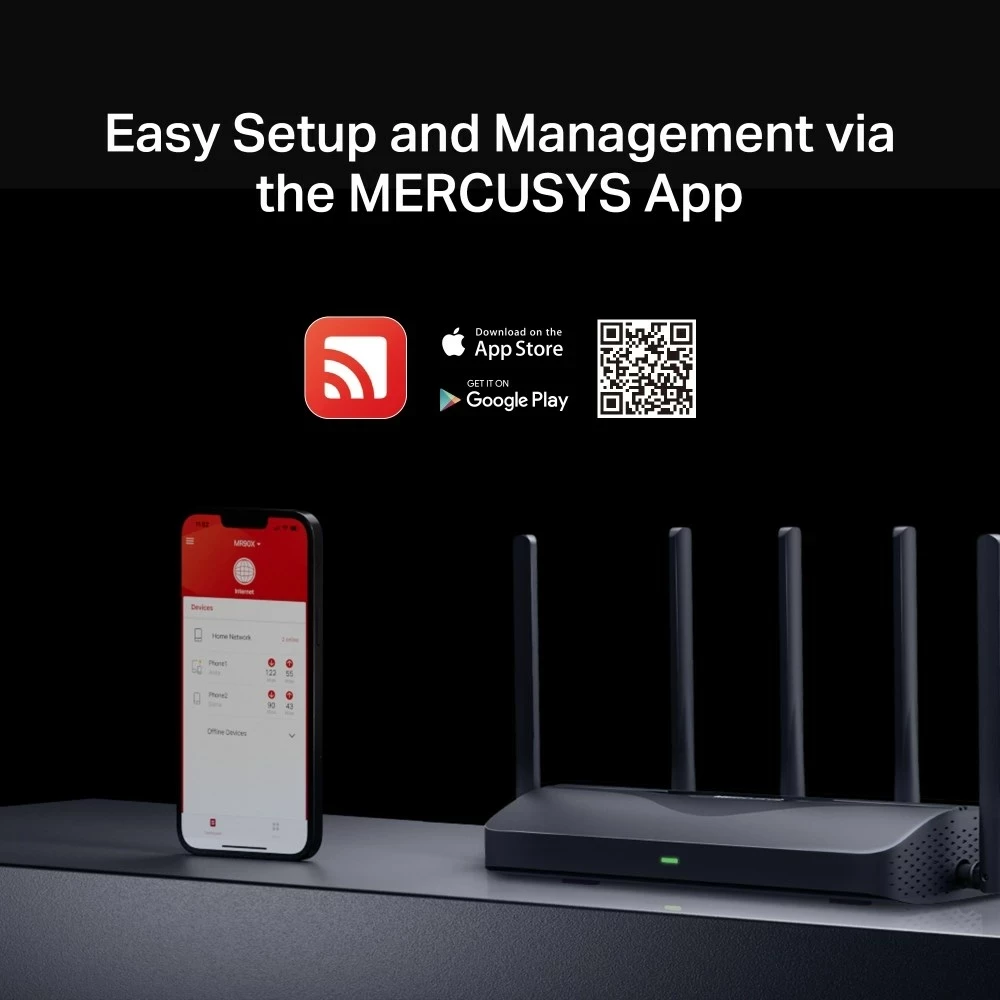Router Mercusys BE9300 Tri-Band Wi-Fi 7, i zi