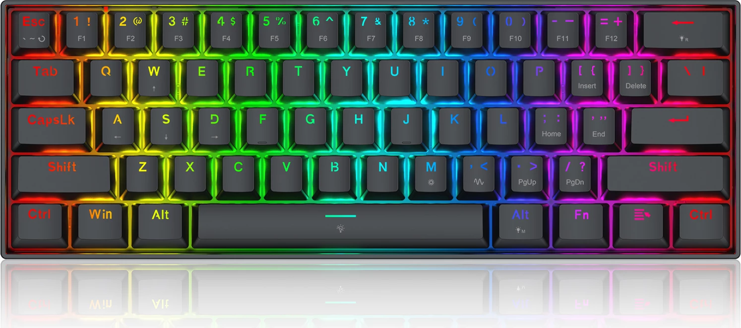 Tastierë me kabllo gaming Redragon Fizz K617RGB-M, 60% 61 taste, Hall Effect magnetike, 8000Hz, RGB, e zezë