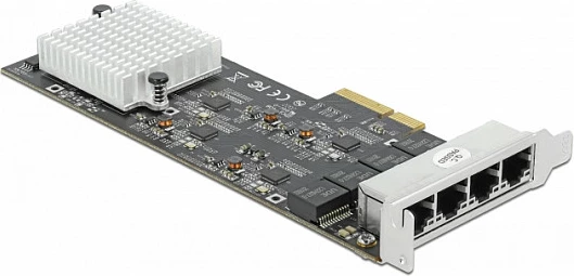 Kartë rrjeti DeLOCK PCIe x4 RTL8125B, 4x RJ45 2.5GbE, e brendshme, zezë/metalike