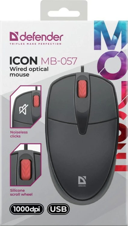 Maus Defender Icon MB-057, Optik, 1000 DPI, 3 Butona, i Zi
