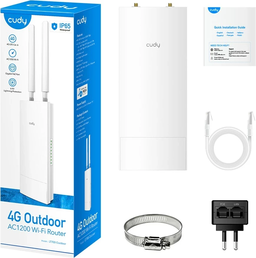 Router wireless Cudy LT700, Gigabit Ethernet, Dual-band, 4G, Bardhë