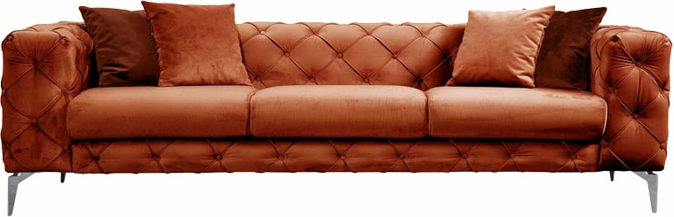 Divan treshe Chesterfield, pëlhurë, ngjyrë pllakë, PWF-0579, 237x90x73 cm
