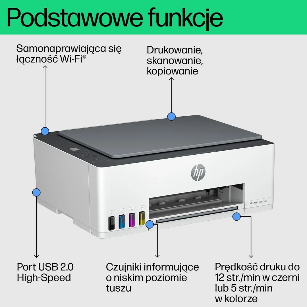 Printer HP Smart Tank 580, All-in-One, Gri