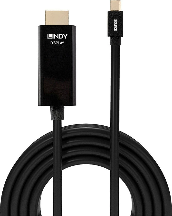 Kabllo Lindy Mini DisplayPort në HDMI, 3m, 4K UHD, e zezë