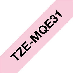 Shirit etikete Brother TZe-MQE31, 12 mm x 8 m, i laminuar, i zi në rozë pastel