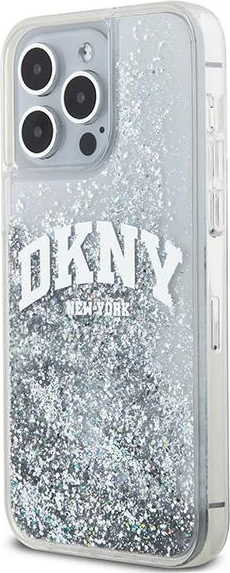 Mbështjellës DKNY Liquid Glitter Big Logo për iPhone 15 Pro, Bardhë