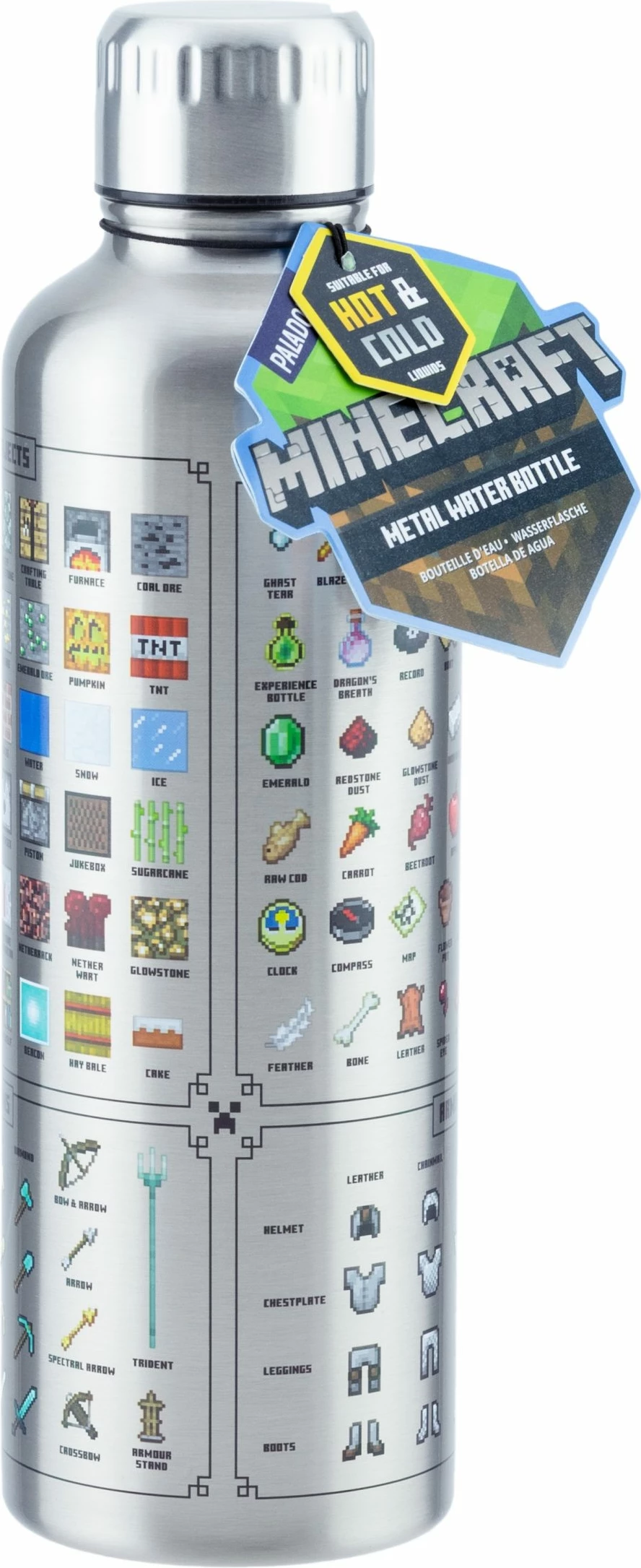 Shishe uji metalike Paladone Minecraft 500 ml, argjend