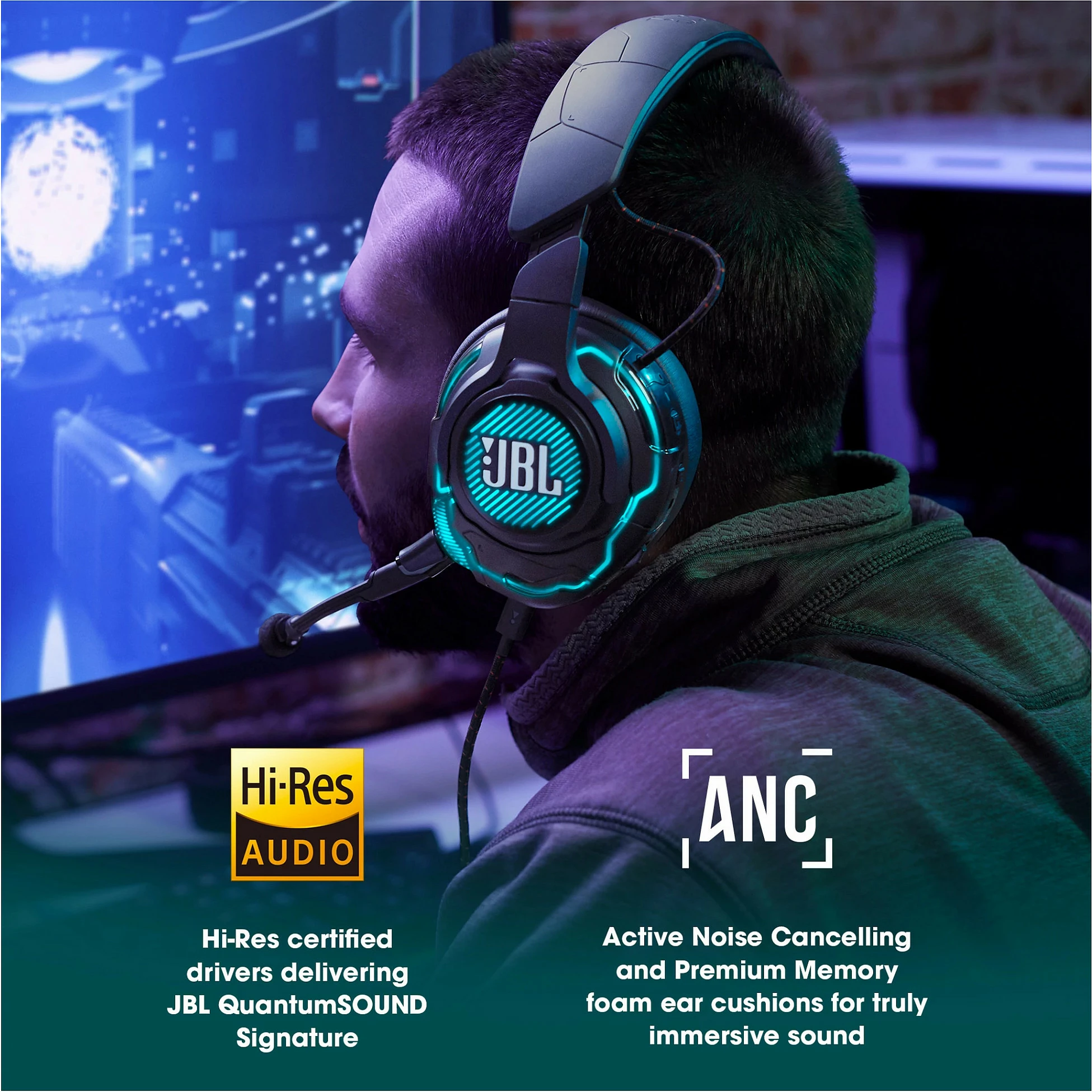 Kufje gaming JBL Quantum One, me kabllo, over-ear, me mikrofon, të zeza