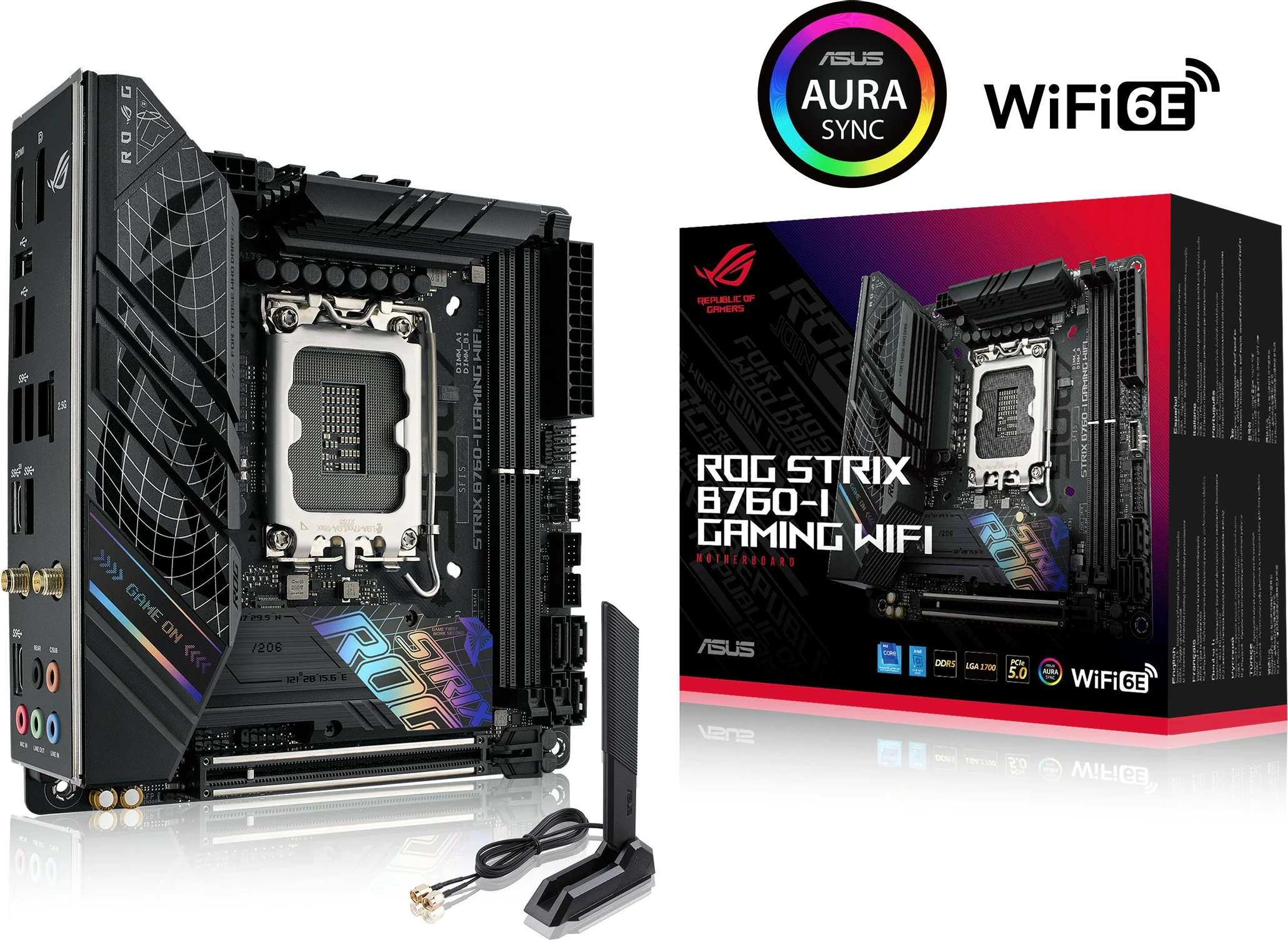 Pllakë amë ASUS ROG STRIX B760-I GAMING WIFI, Intel, LGA 1700, DDR5-SDRAM, 64 GB