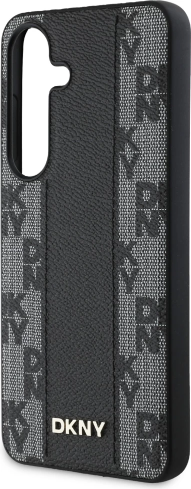 Mbështjellës DKNY për Samsung Galaxy S25, me MagSafe, Lëkurë, Checkered Pattern, Zi