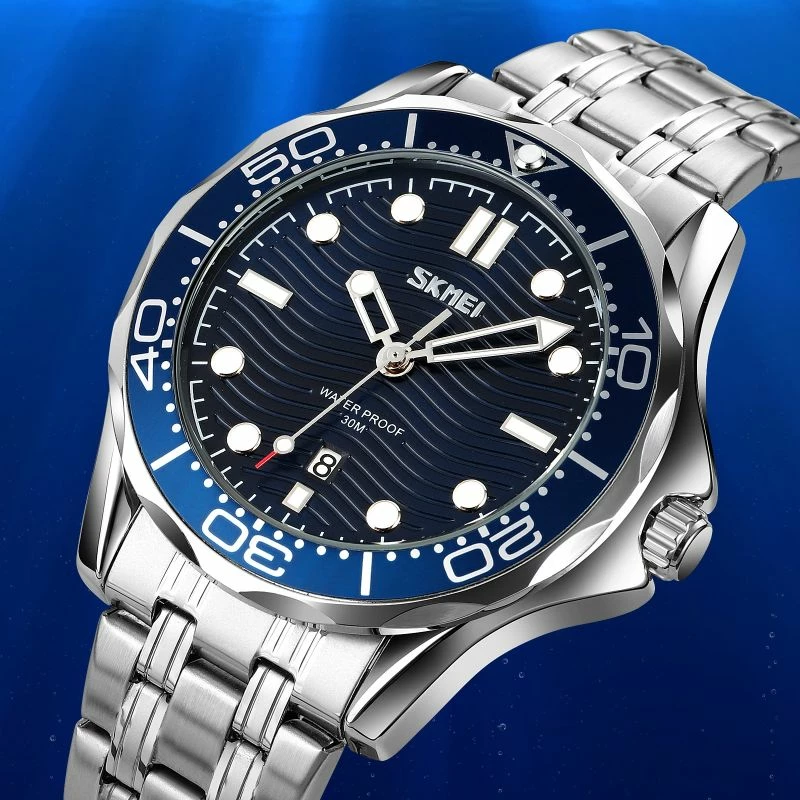Orë dore për meshkuj Skmei, argjendtë/navy blue