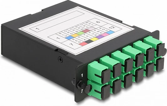 Kasetë fibër optike DeLOCK LWL HD, MPO në 12x SC Simplex, singlemode 9/125 µm, Polaritet A, e zezë