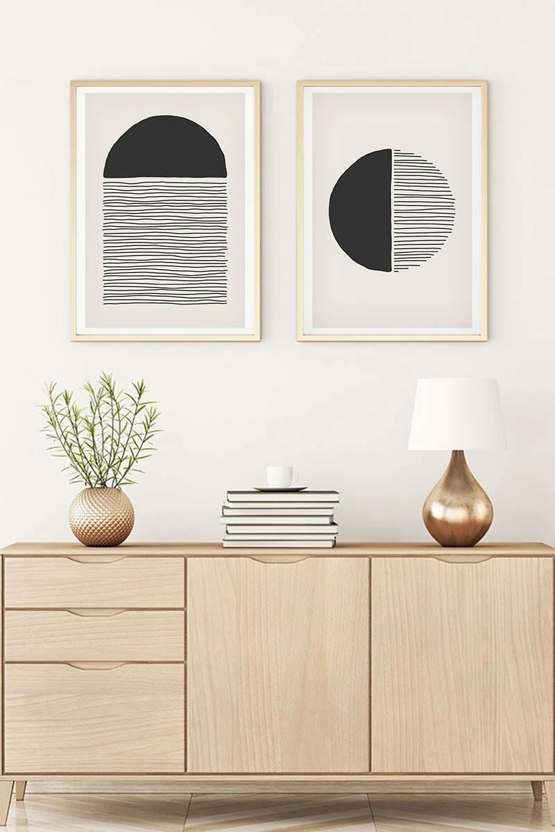 Pikturë dekorative me kornizë, 2 copë, MDF, Wallity, Huhu143, 50x35cm