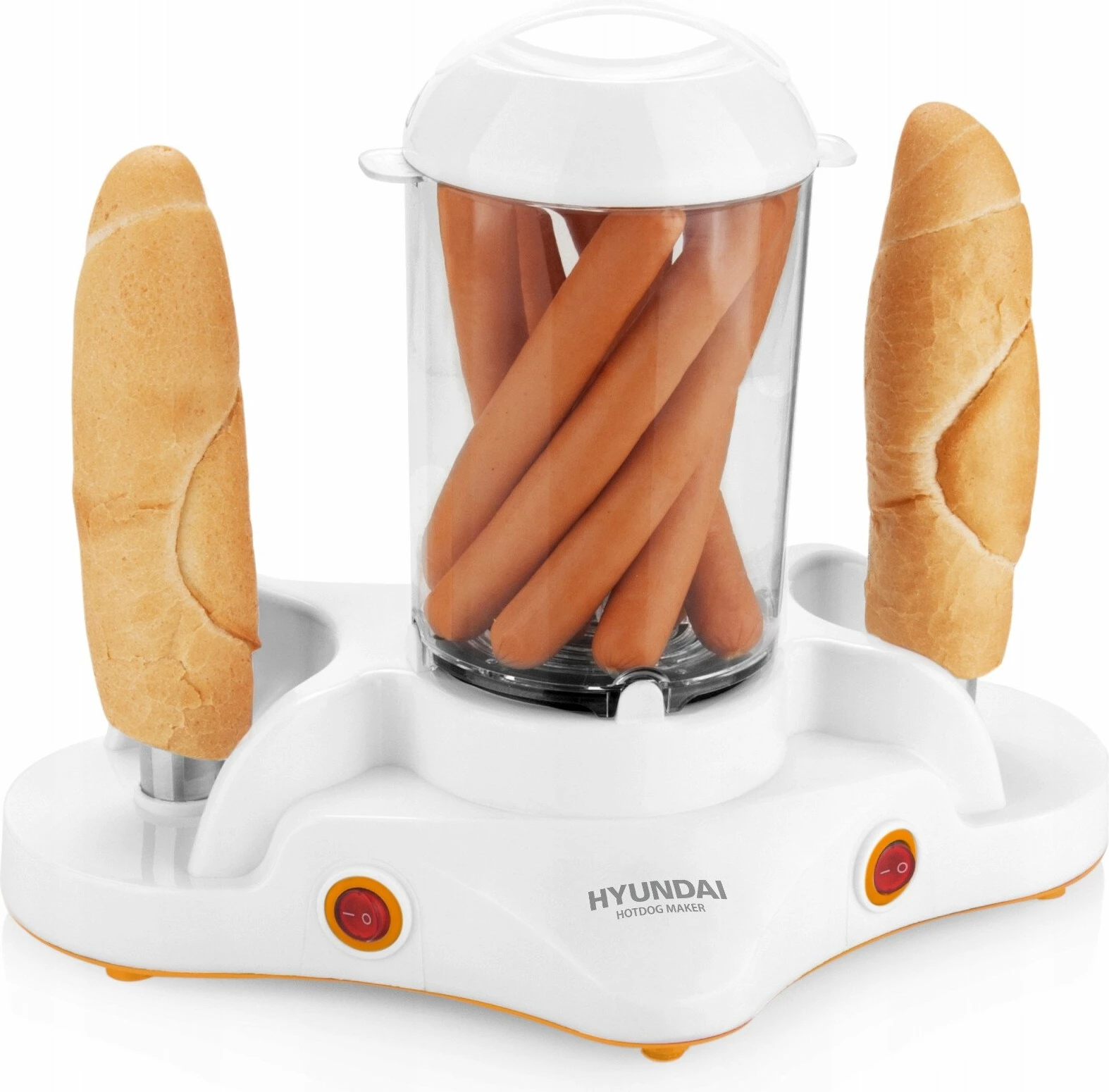 Aparat për hot dog Hyundai HDM110, 380W, deri 12 salsiçe, i bardhë