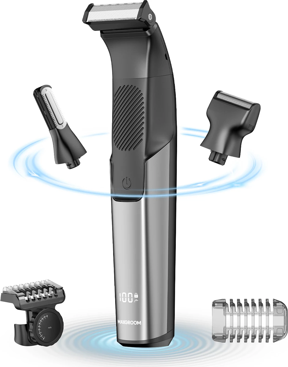 Makinë rroje multifunksionale MAXGROOM M-319, 600mAh, USB-C, IPX6, me display, set me 3 maja + krehra, e zezë