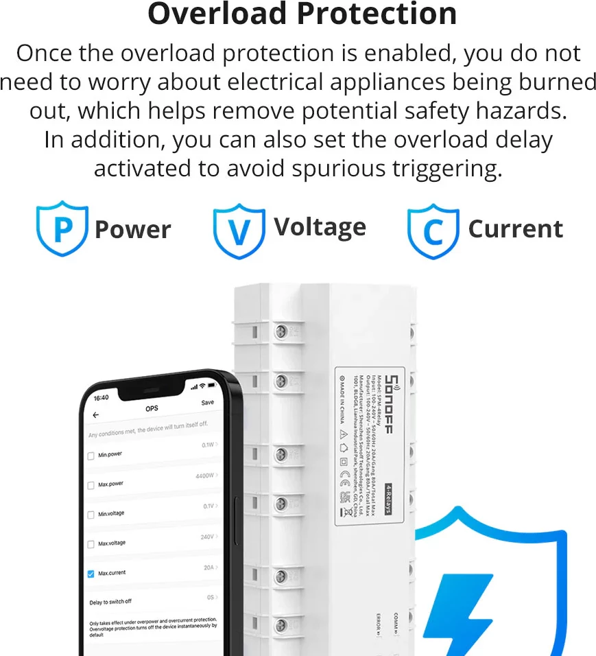 Matës I Energjisë SONOFF SPM-4Relay (Bardhë)