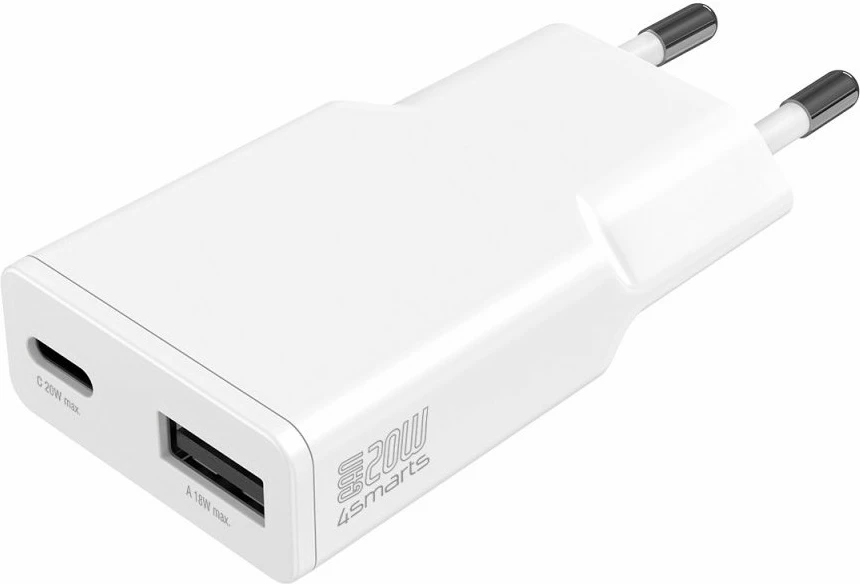 Karikues 4smarts 541122, 20W, GaN, USB-C & USB-A, i bardhë