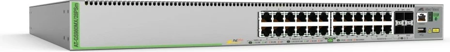 Switch Allied Telesis AT-GS980MX/28PSM-50, Managed, L3, Gigabit Ethernet, PoE, Rack 1U