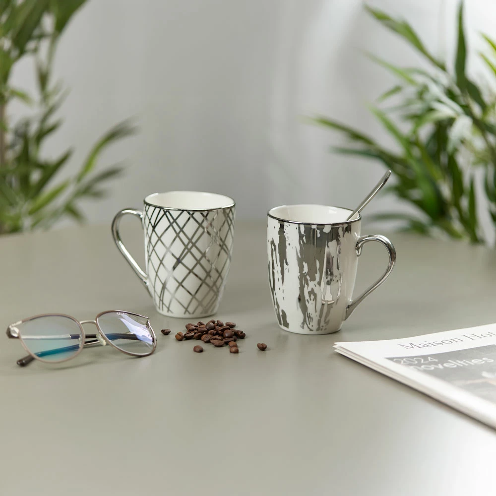 Filxhan Chic, porcelan New Bone China, i bardhë me detaje argjendi, 8x8x11cm