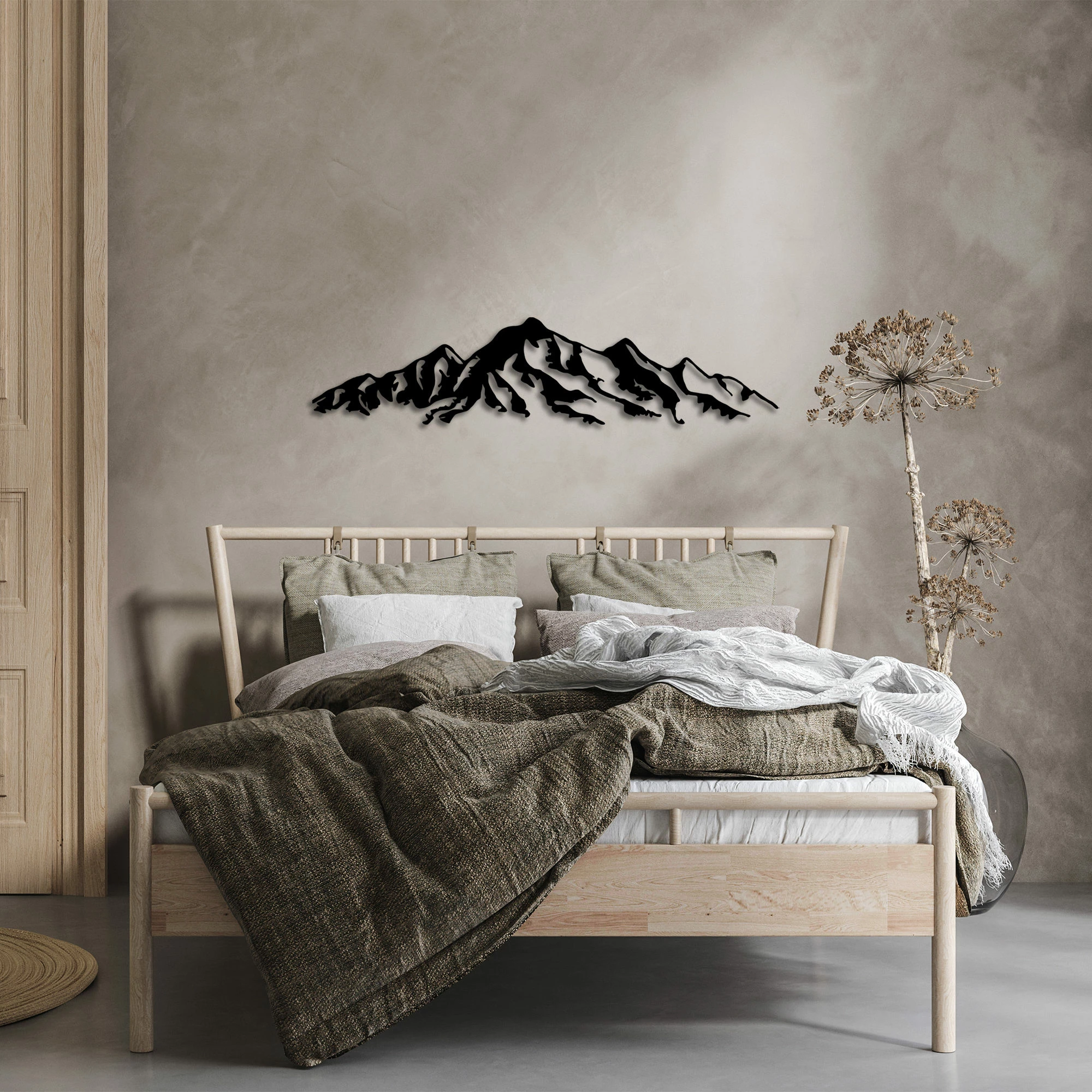 Aksesor dekorativ muri prej metali, Wallity, mal, i zi, 16x68cm