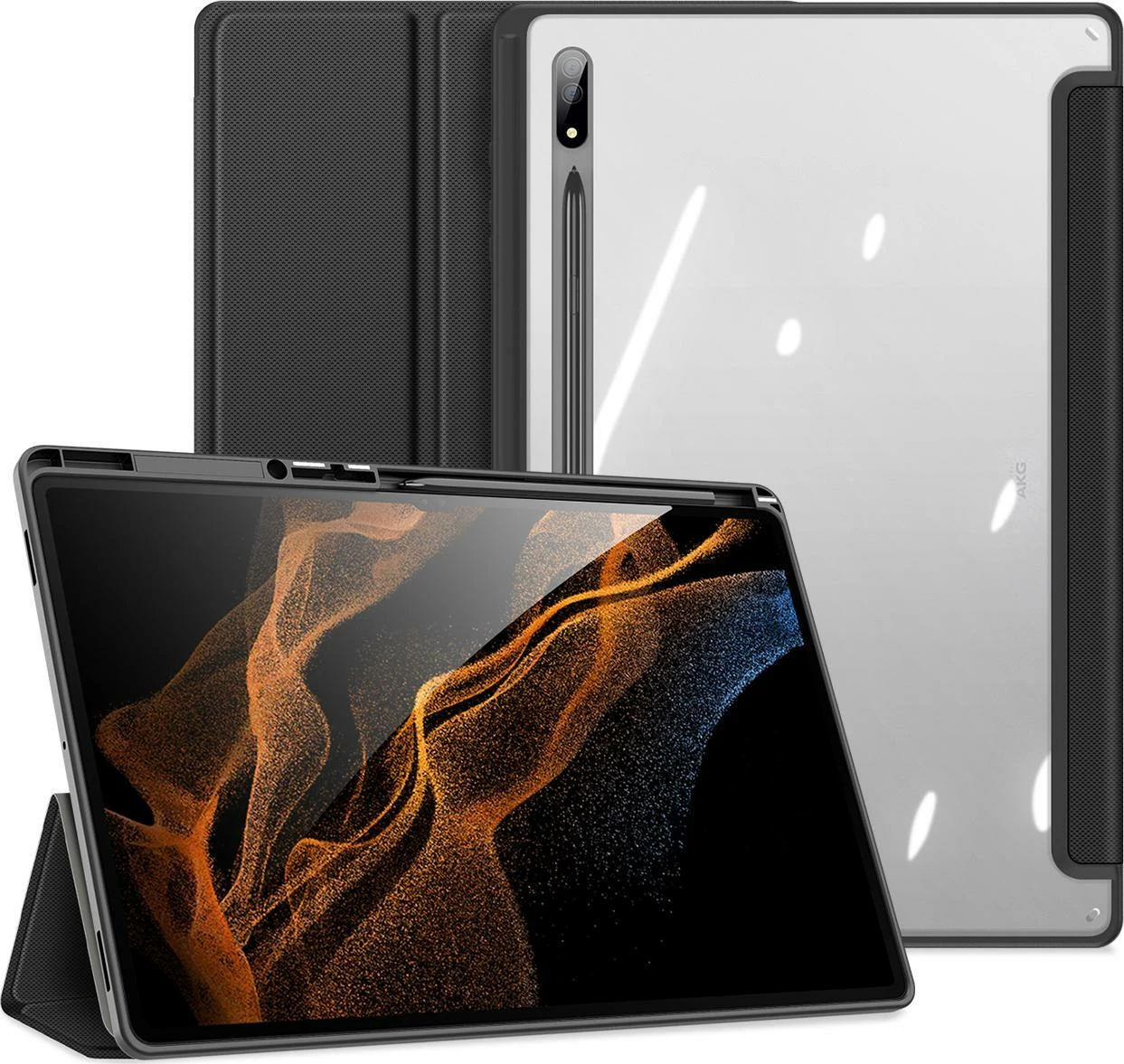 Mbështjellës rugged me kapak flip Dux Ducis Toby për Samsung Galaxy Tab S8 Ultra, me mbajtës stilusi, i zi, 1 copë
