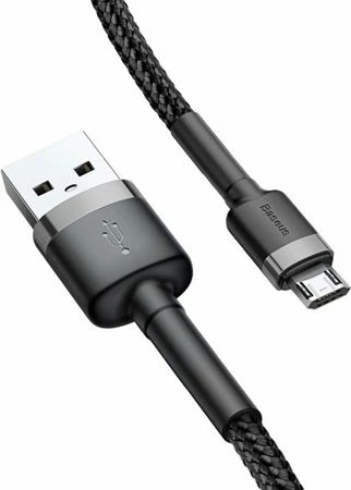 Kabllo Baseus Cafule USB-A në microUSB 3 m USB 2.0, e thurur najlon, zi/gri