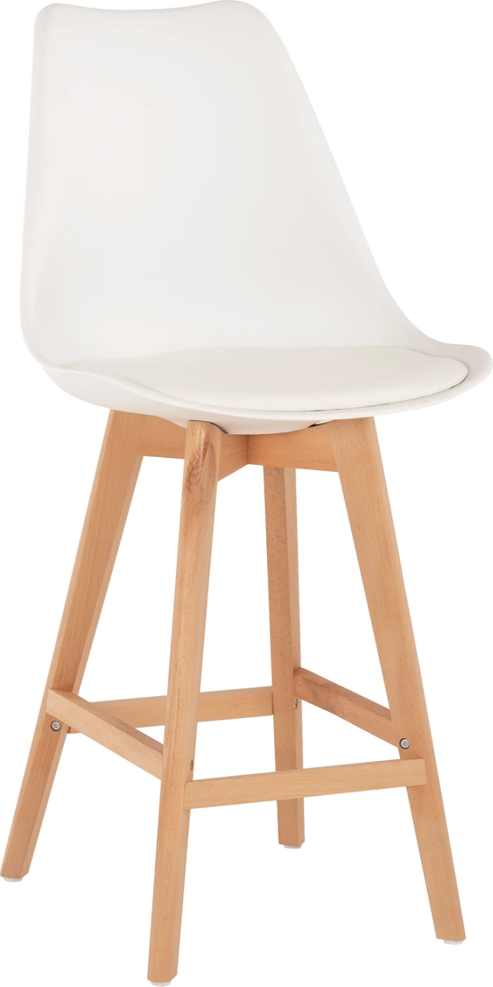 Karrige për bar VEGAS FH8000.21, lartësi mesatare, polipropilenë e bardhë, dru ahu natyral, 47x58x103H cm, set prej 4 copash