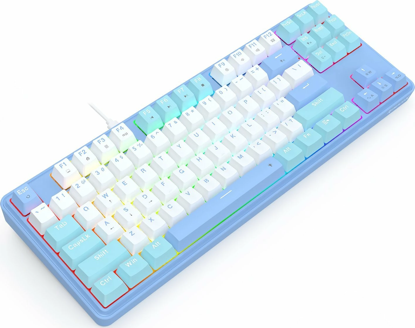 Tastierë gaming mekanike Redragon K707 StarBlade (K707WBB-RGB) TKL 80% US, hot-swap, RGB, USB, blu/bardhë