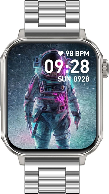 Smartwatch Colmi P80 1.83" ekran HD, thirrje Bluetooth, IP67, pa GPS, çelik, argjend