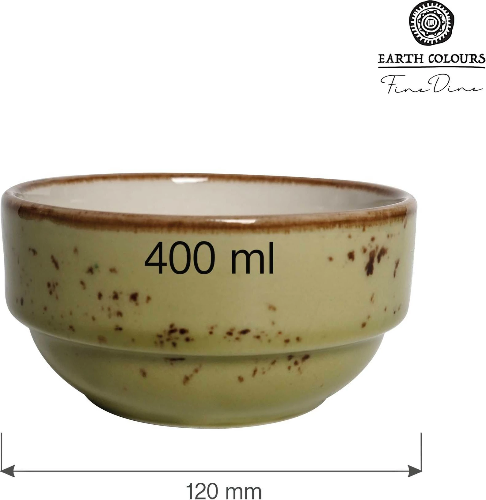 Tas porcelani Fine Dine Olive 400 ml Ø120 mm, jeshile, set 6 copë